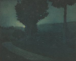 (Route dans la vallée -- Lever de lune)